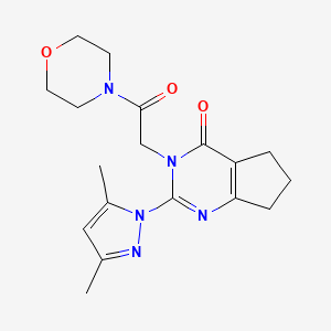 molecular formula C18H23N5O3 B2561556 2-(3,5-dimethyl-1H-pyrazol-1-yl)-3-(2-morpholino-2-oxoethyl)-6,7-dihydro-3H-cyclopenta[d]pyrimidin-4(5H)-one CAS No. 1007279-40-4