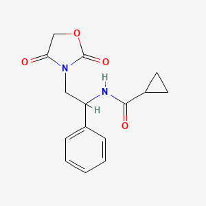 B2561557 N-(2-(2,4-dioxooxazolidin-3-yl)-1-phenylethyl)cyclopropanecarboxamide CAS No. 2034270-00-1