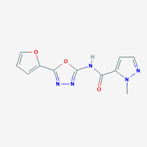 molecular formula C11H9N5O3 B2561558 N-(5-(呋喃-2-基)-1,3,4-恶二唑-2-基)-1-甲基-1H-吡唑-5-甲酰胺 CAS No. 1170366-02-5