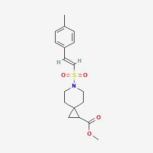 molecular formula C18H23NO4S B2561560 (E)-甲基6-((4-甲基苯乙烯基)磺酰基)-6-氮杂螺[2.5]辛烷-1-羧酸酯 CAS No. 2035036-68-9