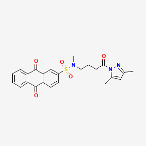 molecular formula C24H23N3O5S B2561562 N-(4-(3,5-二甲基-1H-吡唑-1-基)-4-氧代丁基)-N-甲基-9,10-二氧代-9,10-二氢蒽-2-磺酰胺 CAS No. 1007083-80-8