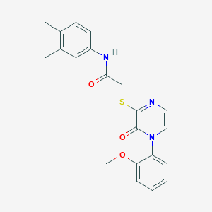 molecular formula C21H21N3O3S B2561564 N-(3,4-dimethylphenyl)-2-[4-(2-methoxyphenyl)-3-oxopyrazin-2-yl]sulfanylacetamide CAS No. 900007-07-0