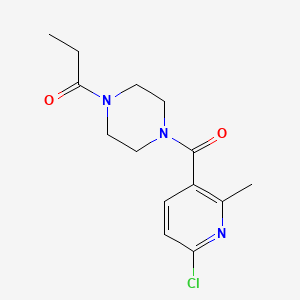 molecular formula C14H18ClN3O2 B2561567 1-[4-(6-Chloro-2-methylpyridine-3-carbonyl)piperazin-1-yl]propan-1-one CAS No. 1427673-03-7