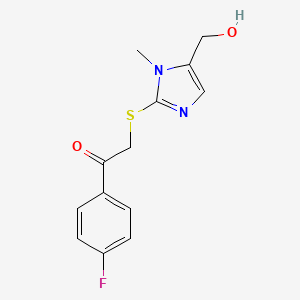 molecular formula C13H13FN2O2S B2561569 1-(4-fluorophenyl)-2-{[5-(hydroxymethyl)-1-methyl-1H-imidazol-2-yl]sulfanyl}-1-ethanone CAS No. 338422-62-1