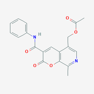 molecular formula C19H16N2O5 B2561595 [8-methyl-2-oxo-3-(phenylcarbamoyl)-2H-pyrano[2,3-c]pyridin-5-yl]methyl acetate CAS No. 1190020-95-1