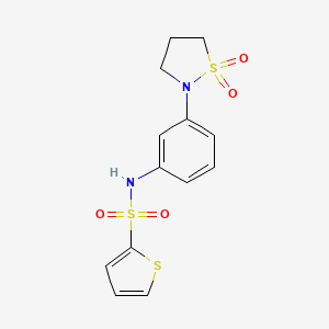 molecular formula C13H14N2O4S3 B2561604 N-(3-(1,1-dioxidoisothiazolidin-2-yl)phenyl)thiophene-2-sulfonamide CAS No. 941886-08-4