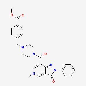 molecular formula C27H27N5O4 B2561617 methyl 4-((4-(5-methyl-3-oxo-2-phenyl-3,5-dihydro-2H-pyrazolo[4,3-c]pyridine-7-carbonyl)piperazin-1-yl)methyl)benzoate CAS No. 1105231-29-5