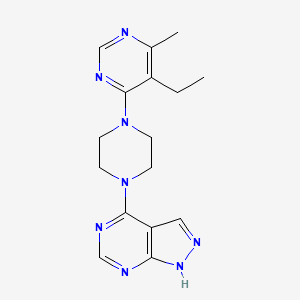 molecular formula C16H20N8 B2561623 4-[4-(5-Ethyl-6-methylpyrimidin-4-yl)piperazin-1-yl]-1H-pyrazolo[3,4-d]pyrimidine CAS No. 2380178-26-5