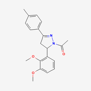 molecular formula C20H22N2O3 B2561625 1-(5-(2,3-dimethoxyphenyl)-3-(p-tolyl)-4,5-dihydro-1H-pyrazol-1-yl)ethanone CAS No. 900013-24-3