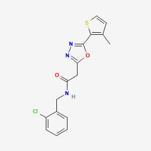 molecular formula C16H14ClN3O2S B2561629 N-[(2-chlorophenyl)methyl]-2-[5-(3-methylthiophen-2-yl)-1,3,4-oxadiazol-2-yl]acetamide CAS No. 1286703-60-3