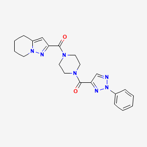 molecular formula C21H23N7O2 B2561631 (2-phenyl-2H-1,2,3-triazol-4-yl)(4-(4,5,6,7-tetrahydropyrazolo[1,5-a]pyridine-2-carbonyl)piperazin-1-yl)methanone CAS No. 2034405-20-2