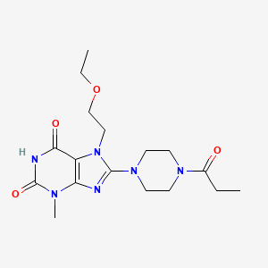 7-(2-ethoxyethyl)-3-methyl-8-(4-propanoylpiperazin-1-yl)-2,3,6,7-tetrahydro-1H-purine-2,6-dione