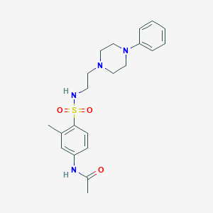 molecular formula C21H28N4O3S B2561701 N-(3-methyl-4-(N-(2-(4-phenylpiperazin-1-yl)ethyl)sulfamoyl)phenyl)acetamide CAS No. 1049433-99-9
