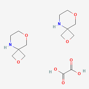 molecular formula C14H24N2O8 B2561705 2,8-Dioxa-5-azaspiro[3.5]nonane hemioxalate CAS No. 1240725-47-6; 1392804-64-6; 1523571-80-3