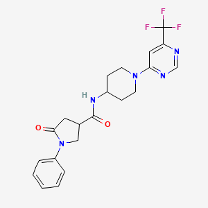 5-oxo-1-phenyl-N-(1-(6-(trifluoromethyl)pyrimidin-4-yl)piperidin-4-yl)pyrrolidine-3-carboxamide