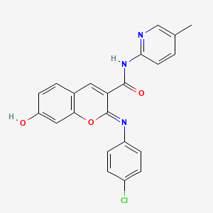 (2Z)-2-[(4-chlorophenyl)imino]-7-hydroxy-N-(5-methylpyridin-2-yl)-2H-chromene-3-carboxamide
