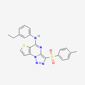 molecular formula C22H19N5O2S2 B2561728 N-(3-ethylphenyl)-3-tosylthieno[2,3-e][1,2,3]triazolo[1,5-a]pyrimidin-5-amine CAS No. 892734-00-8