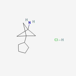 molecular formula C10H18ClN B2561735 3-Cyclopentylbicyclo[1.1.1]pentan-1-amine hydrochloride CAS No. 2580248-69-5