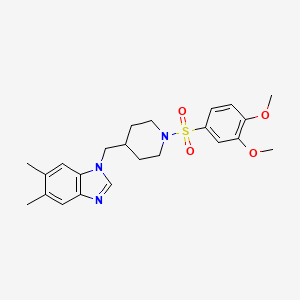 molecular formula C23H29N3O4S B2561759 1-{[1-(3,4-dimethoxybenzenesulfonyl)piperidin-4-yl]methyl}-5,6-dimethyl-1H-1,3-benzodiazole CAS No. 1206986-18-6