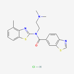 molecular formula C20H21ClN4OS2 B2561772 N-(2-(dimethylamino)ethyl)-N-(4-methylbenzo[d]thiazol-2-yl)benzo[d]thiazole-6-carboxamide hydrochloride CAS No. 1216981-31-5