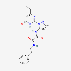 molecular formula C20H22N6O3 B2561784 N-[1-(4-ethyl-6-oxo-1,6-dihydropyrimidin-2-yl)-3-methyl-1H-pyrazol-5-yl]-N'-(2-phenylethyl)ethanediamide CAS No. 1013889-82-1
