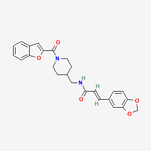 molecular formula C25H24N2O5 B2561824 (E)-3-(benzo[d][1,3]dioxol-5-yl)-N-((1-(benzofuran-2-carbonyl)piperidin-4-yl)methyl)acrylamide CAS No. 1235682-69-5