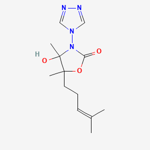 molecular formula C13H20N4O3 B2561853 2-Oxazolidinone,4-hydroxy-4,5-dimethyl-5-(4-methyl-3-pentenyl)-3-(4H-1,2,4-triazol-4-yl)- CAS No. 312508-78-4