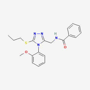 molecular formula C20H22N4O2S B2561858 N-{[4-(2-methoxyphenyl)-5-(propylsulfanyl)-4H-1,2,4-triazol-3-yl]methyl}benzamide CAS No. 391897-55-5