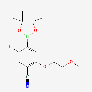 molecular formula C16H21BFNO4 B2561863 5-Fluoro-2-(2-methoxyethoxy)-4-(tetramethyl-1,3,2-dioxaborolan-2-YL)benzonitrile CAS No. 2377611-06-6