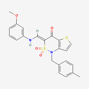 molecular formula C22H20N2O4S2 B2561876 (3Z)-3-{[(3-methoxyphenyl)amino]methylidene}-1-(4-methylbenzyl)-1H-thieno[3,2-c][1,2]thiazin-4(3H)-one 2,2-dioxide CAS No. 894673-43-9