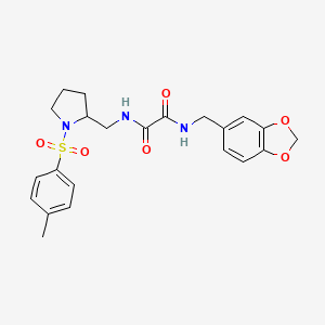 molecular formula C22H25N3O6S B2561882 N1-(benzo[d][1,3]dioxol-5-ylmethyl)-N2-((1-tosylpyrrolidin-2-yl)methyl)oxalamide CAS No. 896273-30-6