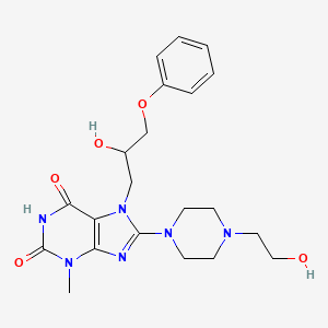 molecular formula C21H28N6O5 B2561901 7-(2-hydroxy-3-phenoxypropyl)-8-(4-(2-hydroxyethyl)piperazin-1-yl)-3-methyl-1H-purine-2,6(3H,7H)-dione CAS No. 510717-28-9