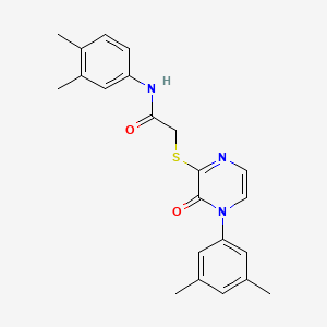 molecular formula C22H23N3O2S B2561953 N-(3,4-dimethylphenyl)-2-{[4-(3,5-dimethylphenyl)-3-oxo-3,4-dihydropyrazin-2-yl]sulfanyl}acetamide CAS No. 895108-29-9