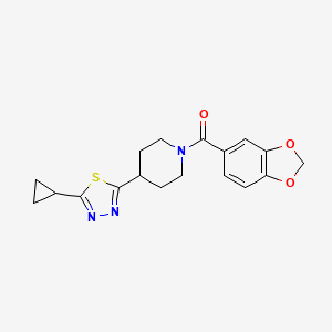 molecular formula C18H19N3O3S B2561982 Benzo[d][1,3]dioxol-5-yl(4-(5-cyclopropyl-1,3,4-thiadiazol-2-yl)piperidin-1-yl)methanone CAS No. 1172535-14-6