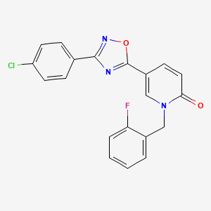 molecular formula C20H13ClFN3O2 B2562006 5-(3-(4-chlorophenyl)-1,2,4-oxadiazol-5-yl)-1-(2-fluorobenzyl)pyridin-2(1H)-one CAS No. 1251617-12-5