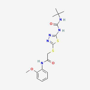 B2562008 2-[[5-(tert-butylcarbamoylamino)-1,3,4-thiadiazol-2-yl]sulfanyl]-N-(2-methoxyphenyl)acetamide CAS No. 886939-83-9