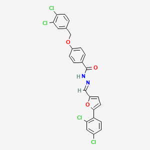 molecular formula C25H16Cl4N2O3 B2562014 4-[(3,4-dichlorobenzyl)oxy]-N'-{(E)-[5-(2,4-dichlorophenyl)-2-furyl]methylidene}benzenecarbohydrazide CAS No. 320423-57-2
