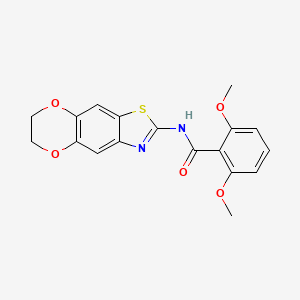 molecular formula C18H16N2O5S B2562022 N-{10,13-dioxa-4-thia-6-azatricyclo[7.4.0.0^{3,7}]trideca-1,3(7),5,8-tetraen-5-yl}-2,6-dimethoxybenzamide CAS No. 892852-02-7