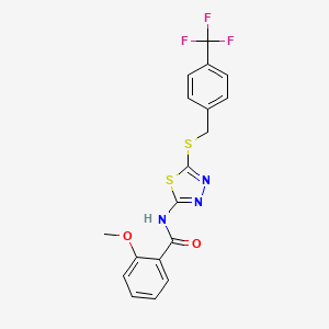 2-methoxy-N-[5-[[4-(trifluoromethyl)phenyl]methylsulfanyl]-1,3,4-thiadiazol-2-yl]benzamide