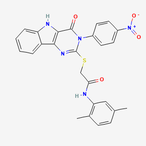 N-(2,5-dimethylphenyl)-2-((3-(4-nitrophenyl)-4-oxo-4,5-dihydro-3H-pyrimido[5,4-b]indol-2-yl)thio)acetamide