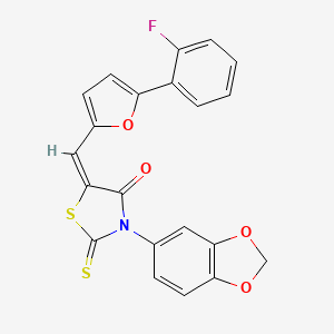 (E)-3-(benzo[d][1,3]dioxol-5-yl)-5-((5-(2-fluorophenyl)furan-2-yl)methylene)-2-thioxothiazolidin-4-one