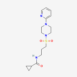N-(3-((4-(pyridin-2-yl)piperazin-1-yl)sulfonyl)propyl)cyclopropanecarboxamide