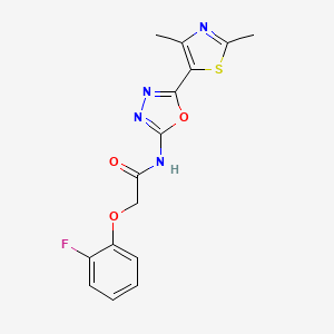 molecular formula C15H13FN4O3S B2562074 N-[5-(2,4-dimethyl-1,3-thiazol-5-yl)-1,3,4-oxadiazol-2-yl]-2-(2-fluorophenoxy)acetamide CAS No. 1251543-53-9