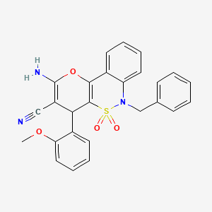 2-Amino-6-benzyl-4-(2-methoxyphenyl)-4,6-dihydropyrano[3,2-c][2,1]benzothiazine-3-carbonitrile 5,5-dioxide