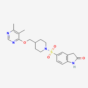 5-((4-(((5,6-Dimethylpyrimidin-4-yl)oxy)methyl)piperidin-1-yl)sulfonyl)indolin-2-one