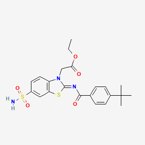 Ethyl 2-[2-(4-tert-butylbenzoyl)imino-6-sulfamoyl-1,3-benzothiazol-3-yl]acetate