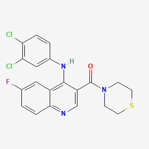 molecular formula C20H16Cl2FN3OS B2562110 N-(3,4-DICHLOROPHENYL)-6-FLUORO-3-(THIOMORPHOLINE-4-CARBONYL)QUINOLIN-4-AMINE CAS No. 1357783-67-5