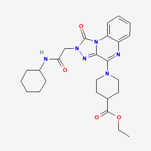 molecular formula C25H32N6O4 B2562127 ethyl 1-{2-[(cyclohexylcarbamoyl)methyl]-1-oxo-1H,2H-[1,2,4]triazolo[4,3-a]quinoxalin-4-yl}piperidine-4-carboxylate CAS No. 1185010-20-1