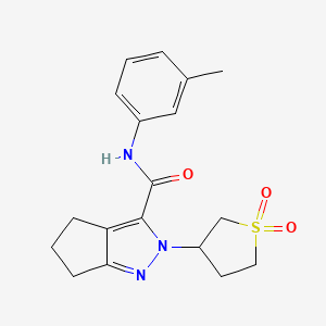 molecular formula C18H21N3O3S B2562130 2-(1,1-dioxo-1lambda6-thiolan-3-yl)-N-(3-methylphenyl)-2H,4H,5H,6H-cyclopenta[c]pyrazole-3-carboxamide CAS No. 2310157-51-6