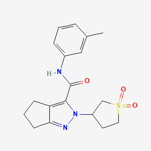 molecular formula C18H21N3O3S B2562130 2-(1,1-dioxidotetrahydrothiophen-3-yl)-N-(m-tolyl)-2,4,5,6-tetrahydrocyclopenta[c]pyrazole-3-carboxamide CAS No. 2310157-51-6
